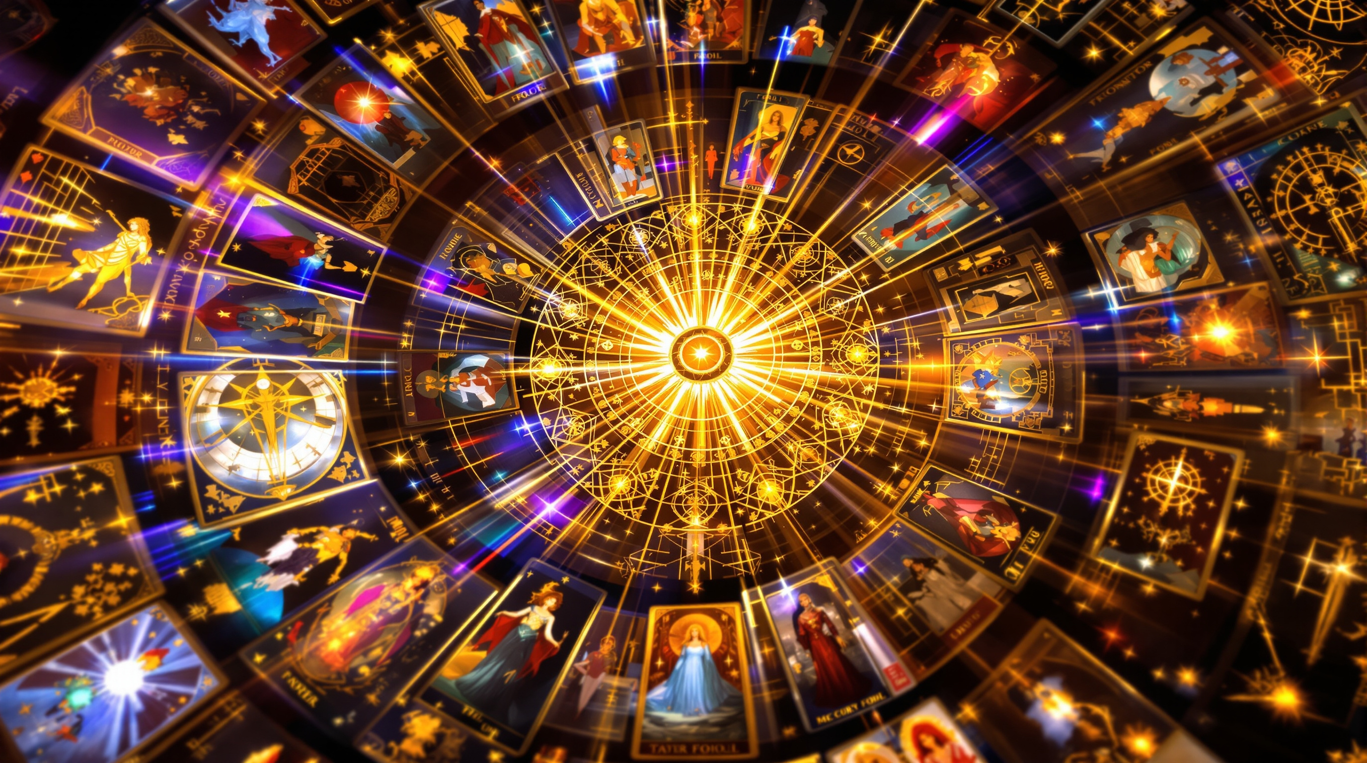 Major Arcana cards arranged in spiral pattern